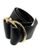 Vince Black Leather Gold Tone Buckle Circle Buckle Two Ring Belts Black / One Size