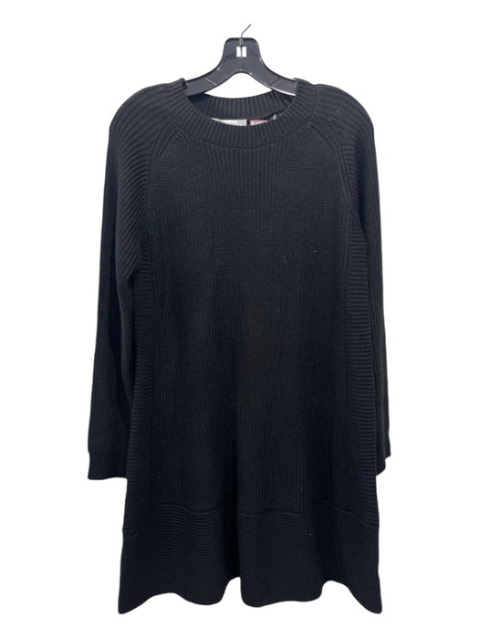 Pomander Place Size XL Black Acrylic Blend Knit Ribbed Hem high neck Dress Black / XL