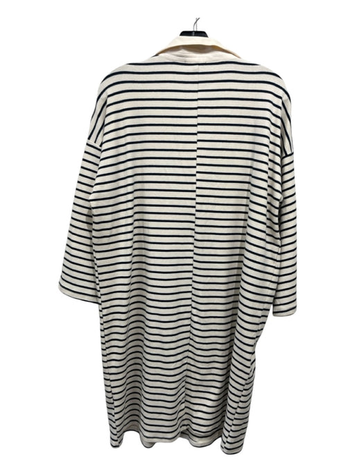 Tuckernuck Size XL Cream & Navy Cotton Striped 3/4 Sleeve Collared Dress Cream & Navy / XL