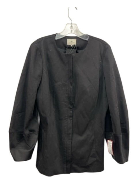 Tuckernuck Size 12 Black & Gold Cotton Zip Up Long Balloon Sleeve Belt Jacket Black & Gold / 12