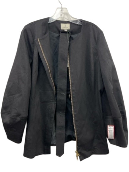Tuckernuck Size 12 Black & Gold Cotton Zip Up Long Balloon Sleeve Belt Jacket Black & Gold / 12