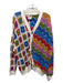 Farm Rio Size Large Blue, Red, Multi Cotton Knit Buttons Crochet Cardigan Blue, Red, Multi / Large