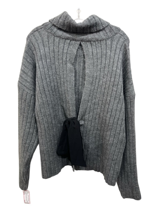 Maeve Size XL Charcoal Acrylic Blend Knit Open Back Back Tie Long Sleeve Sweater Charcoal / XL