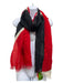 Kate Spade Black, Red, Cream Wool Frayed scarf Black, Red, Cream / One Size