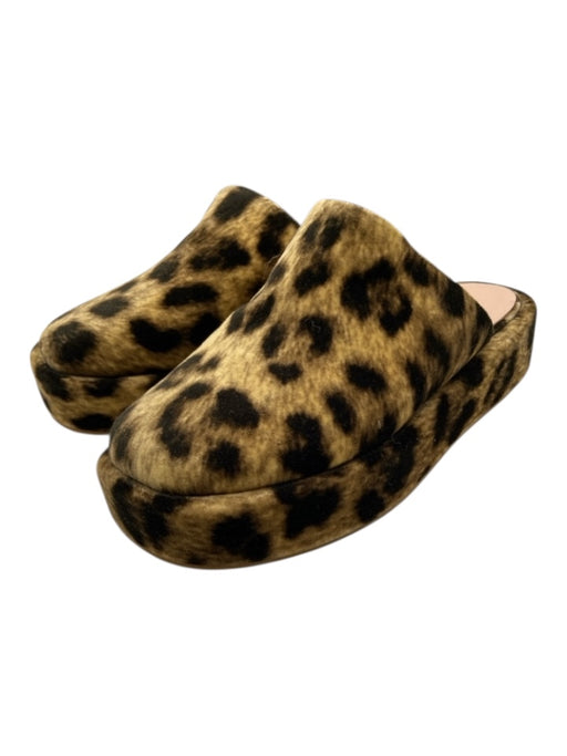 Loeffler Randall Shoe Size 10.5 Brown & Cream Print Velvet Leather Lining Clogs Brown & Cream Print / 10.5