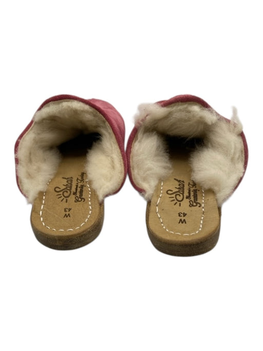 Sabah Shoe Size 43 Pink Suede Shearling Lined Closed Toe Flats Slipper Mules Pink / 43