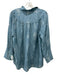 Tuckernuck Size XL Teal & Beige Linen & Cotton Flowers Wide Long Sleeve Top Teal & Beige / XL