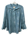 Tuckernuck Size XL Teal & Beige Linen & Cotton Flowers Wide Long Sleeve Top Teal & Beige / XL