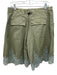 Anthropologie Size 8 Khaki Green Cotton Floral Lace Detail High Waist Shorts Khaki Green / 8
