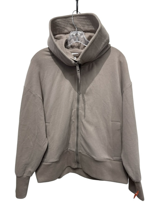 Cuyana Size XL Beige Supima Cotton Blend Zip Front Long Sleeve Hooded Jacket Beige / XL