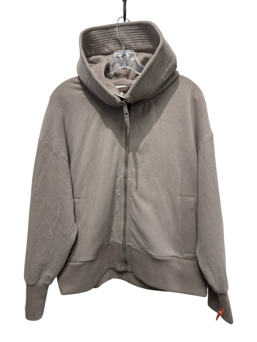 Cuyana Size XL Beige Supima Cotton Blend Zip Front Long Sleeve Hooded Jacket Beige / XL
