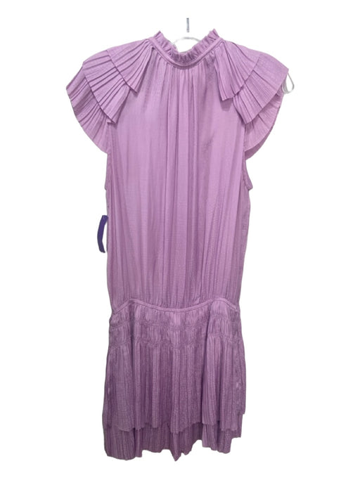 Current Air Size Medium Lavendar Polyester Cap Sleeve Pleated Tiers V Neck Dress Lavendar / Medium