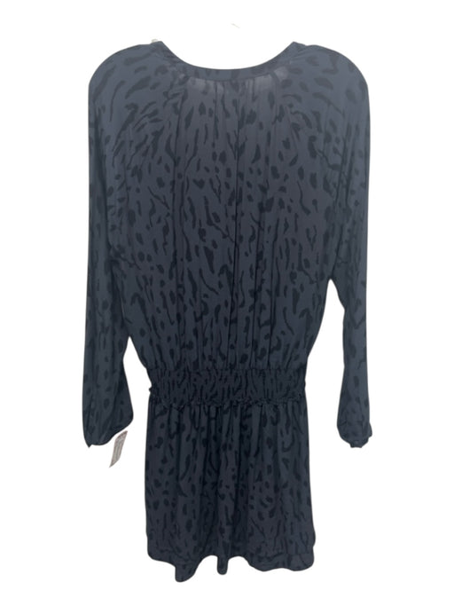 Rails Size Medium Navy & Black Rayon Blend Long Sleeve Animal Print Tiered Dress Navy & Black / Medium