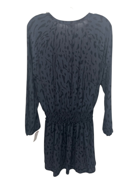 Rails Size Medium Navy & Black Rayon Blend Long Sleeve Animal Print Tiered Dress Navy & Black / Medium