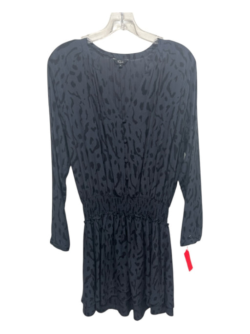 Rails Size Medium Navy & Black Rayon Blend Long Sleeve Animal Print Tiered Dress Navy & Black / Medium