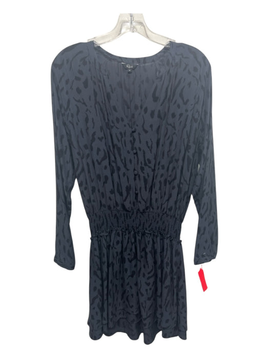 Rails Size Medium Navy & Black Rayon Blend Long Sleeve Animal Print Tiered Dress Navy & Black / Medium