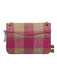 Sandro Pink & Yellow Cotton Blend Leather Lining Plaid Flap Gold Hardware Bag Pink & Yellow / Small