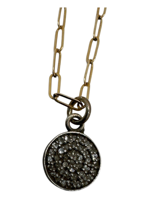 Gold & Silver 925 Sterling Silver Dainty Circle Pendant Lobster Clasp Necklace Gold & Silver