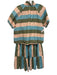 Olivia James Size M Green, Pink, Blue Cotton Stripe Short Sleeve Maxi Skirt Set Green, Pink, Blue / M