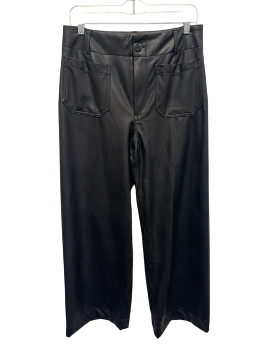 Maeve Size 29 Black Polyurethane Zip Fly Wide Leg High leg Pants Black / 29