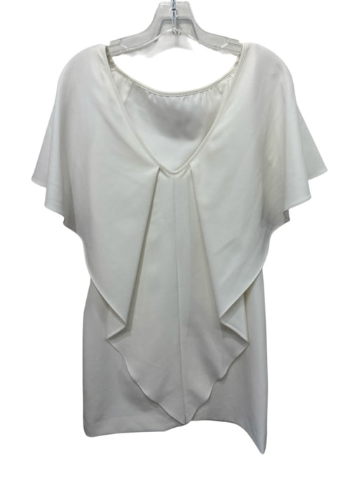 Milly Size 6 Ivory White Polyester Blend Cape Sleeve Boat Neck Above Knee Dress Ivory White / 6