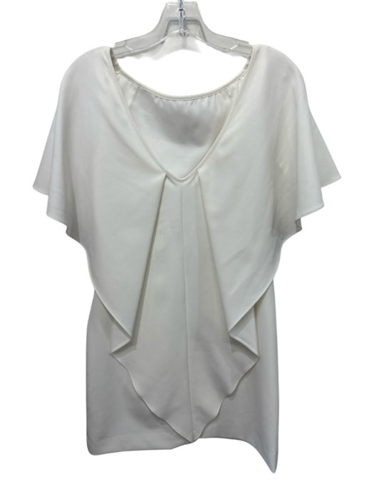 Milly Size 6 Ivory White Polyester Blend Cape Sleeve Boat Neck Above Knee Dress Ivory White / 6