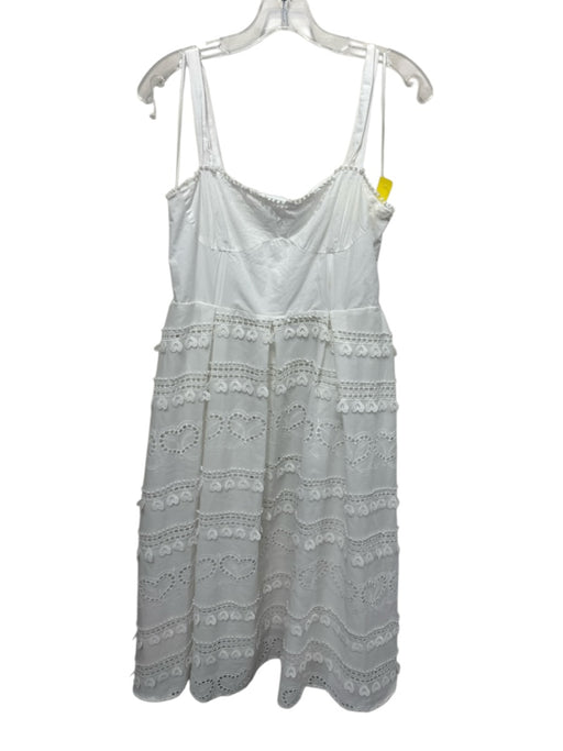 English Factory Size M White Polyester & Cotton Embroidered Hearts Midi Dress White / M