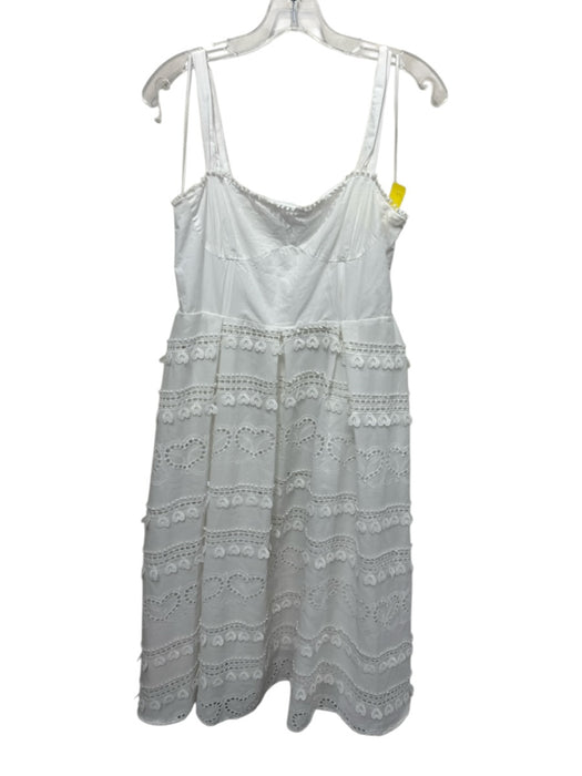 English Factory Size M White Polyester & Cotton Embroidered Hearts Midi Dress White / M