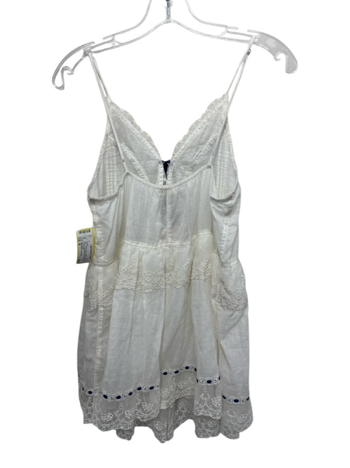 Intimately Free People Size M White & Blue Cotton Lace Trim Ribbon Mini Romper White & Blue / M