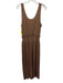 A.L.C. Size S Brown Polyester Pleated Drawstring Waist Scoop Neck Maxi Dress Brown / S