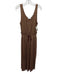 A.L.C. Size S Brown Polyester Pleated Drawstring Waist Scoop Neck Maxi Dress Brown / S