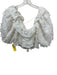 For Love & Lemons Size M White Bamboo Blend Embroidered Flowers Button Front Top White / M