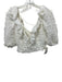 For Love & Lemons Size M White Bamboo Blend Embroidered Flowers Button Front Top White / M