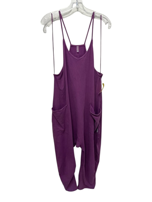 FP Movement Size M Magenta Purple Cotton Blend Pockets Racerback Jumpsuit Magenta Purple / M