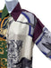 Salvatore Ferragamo Size 42 Cream, Purple, Multi Silk Patchwork Baroque Dress Cream, Purple, Multi / 42
