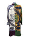 Salvatore Ferragamo Size 42 Cream, Purple, Multi Silk Patchwork Baroque Dress Cream, Purple, Multi / 42