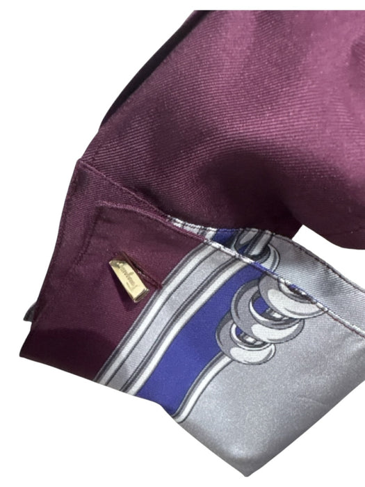 Salvatore Ferragamo Size 42 Cream, Purple, Multi Silk Patchwork Baroque Dress Cream, Purple, Multi / 42
