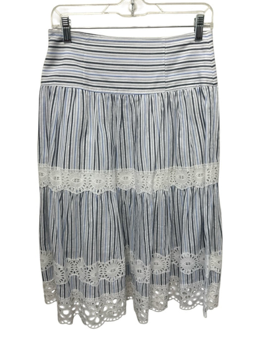 Michael Michael Kors Size 6 Blue & White Cotton Eyelet Lace Stripe Skirt Set Blue & White / 6