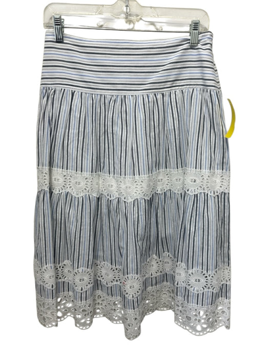 Michael Michael Kors Size 6 Blue & White Cotton Eyelet Lace Stripe Skirt Set Blue & White / 6