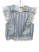 Michael Michael Kors Size 6 Blue & White Cotton Eyelet Lace Stripe Skirt Set Blue & White / 6