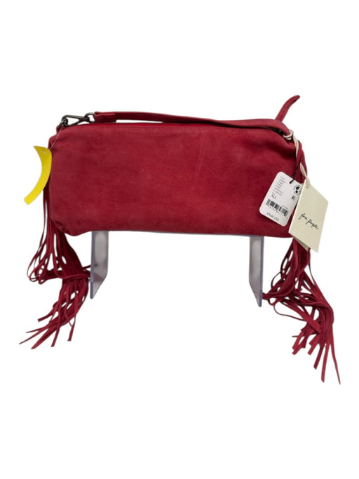 Free People Red Suede Fringe Zip closure Shoulder Bag Red / Small