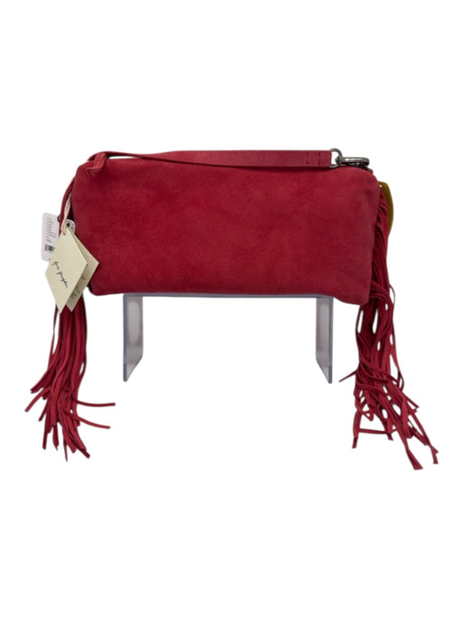 Free People Red Suede Fringe Zip closure Shoulder Bag Red / Small