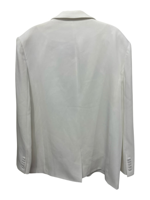 Cinq a Sept Size 10 White Triacetate Blend Ruffle Asymmetric Jacket White / 10