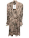 Zara Size S beige pink & black Viscose Abstract Floral Long Sleeve Dress beige pink & black / S
