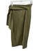 Alice + Olivia Size 6 Olive Poly Blend Tie Waist Leg Slit Zip Back Skirt Olive / 6