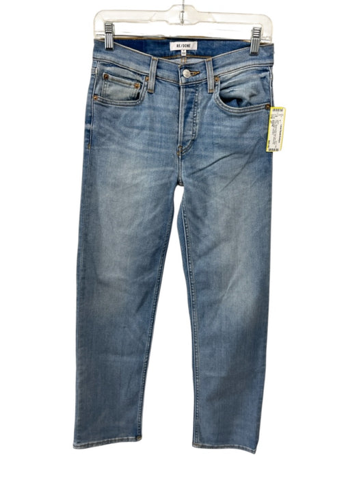 RE/DONE Size 27 Blue Wash Cotton Blend Button Fly Whiskering Straight Jeans Blue Wash / 27