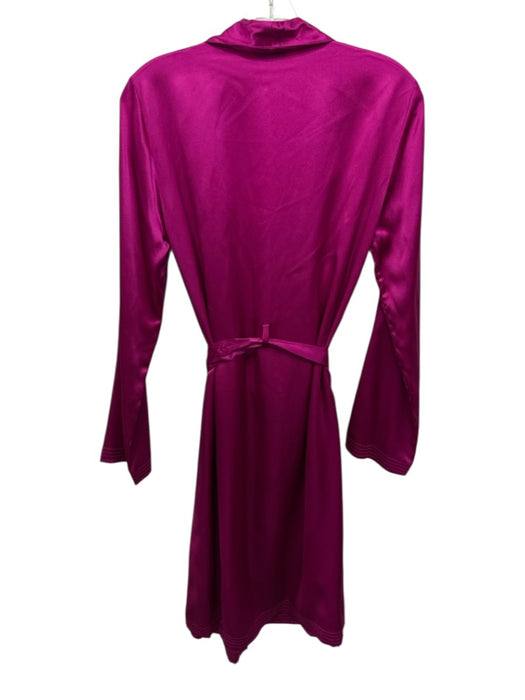 La Perla Size S Fuchsia Silk Long Sleeve One Button Tie Belt Below knee Dress Fuchsia / S