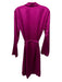 La Perla Size S Fuchsia Silk Long Sleeve One Button Tie Belt Below knee Dress Fuchsia / S