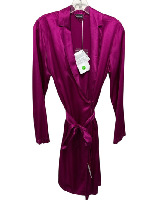 La Perla Size S Fuchsia Silk Long Sleeve One Button Tie Belt Below knee Dress Fuchsia / S