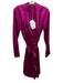 La Perla Size S Fuchsia Silk Long Sleeve One Button Tie Belt Below knee Dress Fuchsia / S